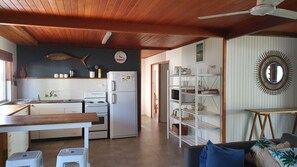 Fridge, microwave, oven, toaster