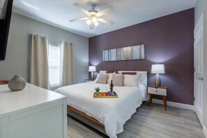 4 bedrooms, iron/ironing board, WiFi, bed sheets