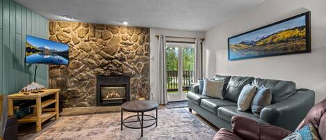 Smart TV, fireplace, video games, books