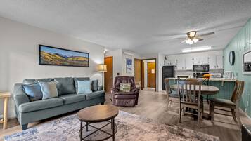 Smart TV, fireplace, video games, books