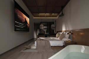 Habitación panorámica doble, vistas al patio | Sábanas de algodón egipcio y ropa de cama de alta calidad