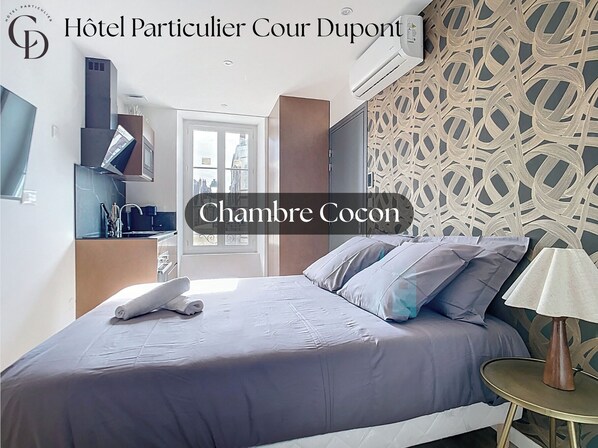 1 slaapkamer, een strijkplank/strijkijzer, wifi, beddengoed