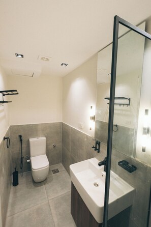 Regadera, amenidades de baño gratuitas, secadora de cabello, toallas