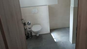 Shower, towels, toilet paper