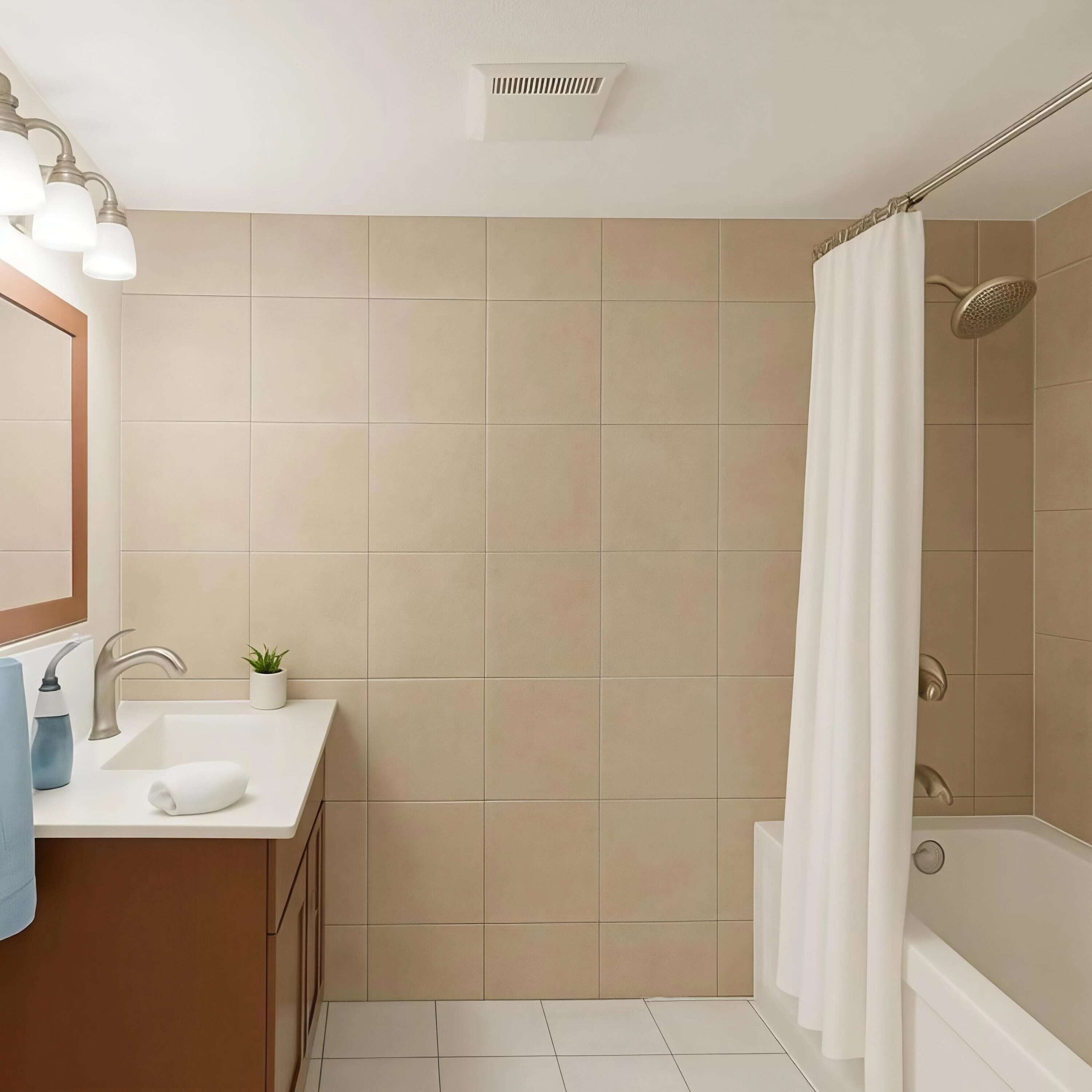 Shower, hair dryer, shampoo