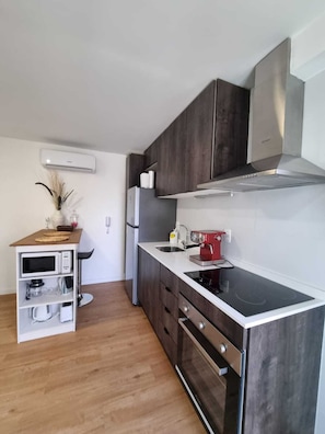 Fridge, microwave, oven, toaster