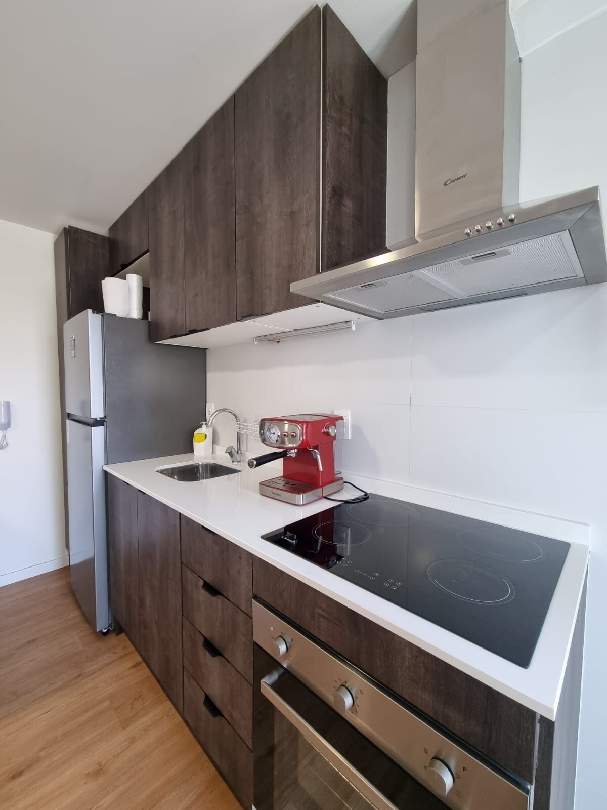 Fridge, microwave, oven, toaster