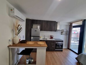 Fridge, microwave, oven, toaster