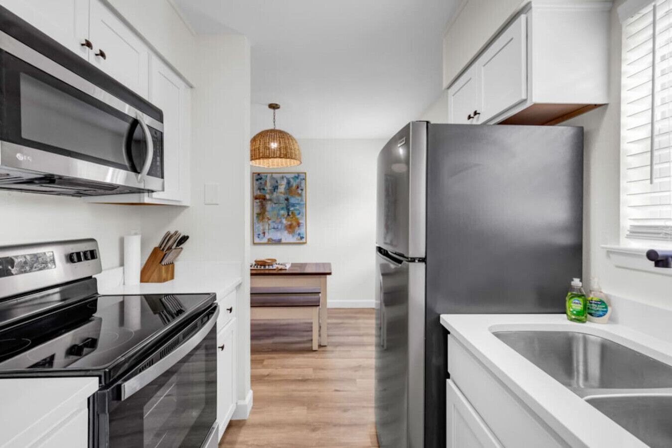 Fridge, microwave, oven, dishwasher