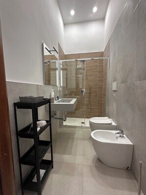 Ducha, secador de pelo, bidet, toallas