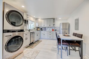 Microwave, stovetop, dishwasher