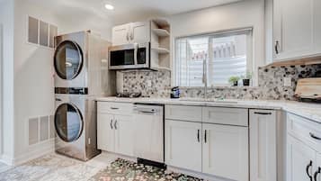 Microwave, stovetop, dishwasher