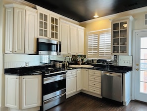 Microwave, stovetop, dishwasher