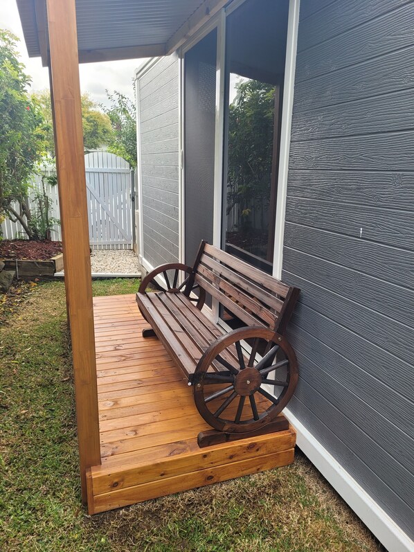 Terrace/patio - Frankie Manor is a unique pet friendly Tiny home located in Waratah. (Waratah)