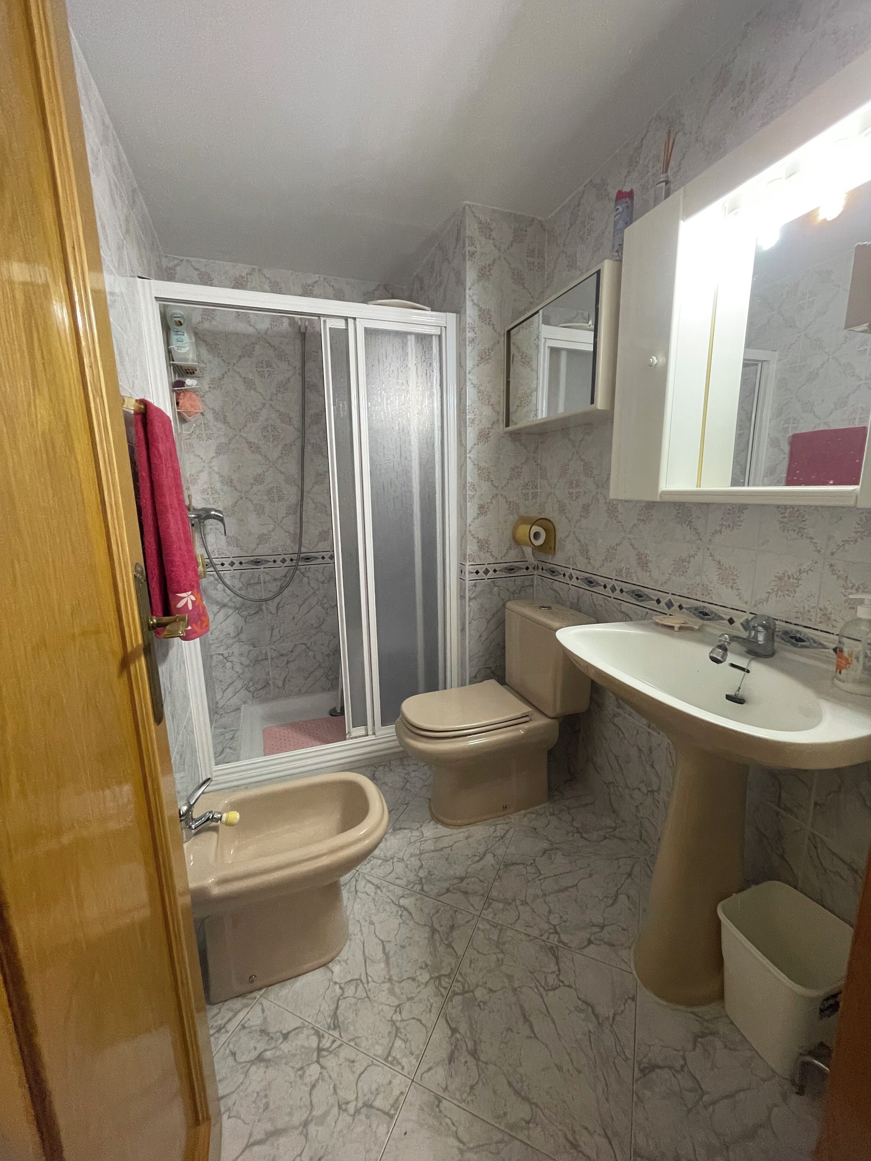 Ducha, bidé, toallas y jabón