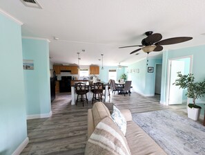Smart TV, DVD player, books, video library