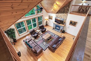 Smart TV, fireplace, video games, DVD player