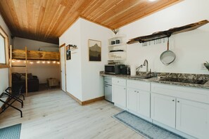 Microwave, stovetop, coffee/tea maker, toaster