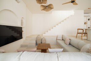 Deluxe Villa, 2 Bedrooms, Private Pool, Pool View | Living area | 32-inch Smart TV with digital channels