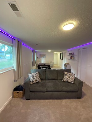 Smart TV, DVD player, books, video library