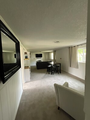 Smart TV, DVD player, books, video library