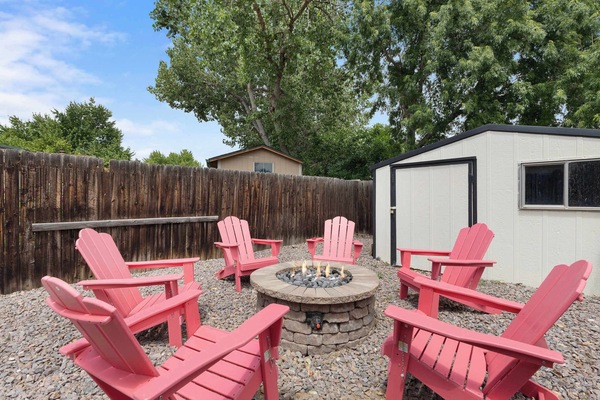 Gather around the firepit and relax after a long day of sightseeing.