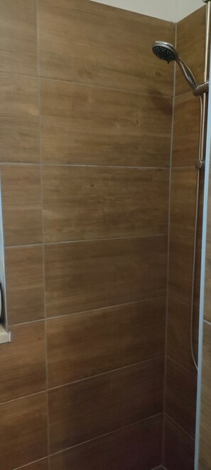 Shower, free toiletries, towels