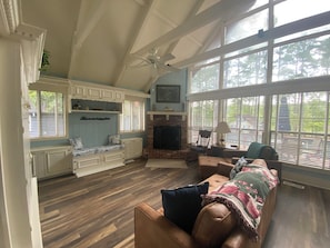 TV, fireplace, table football, ping pong
