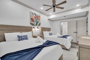 4 bedrooms, desk, iron/ironing board, travel crib