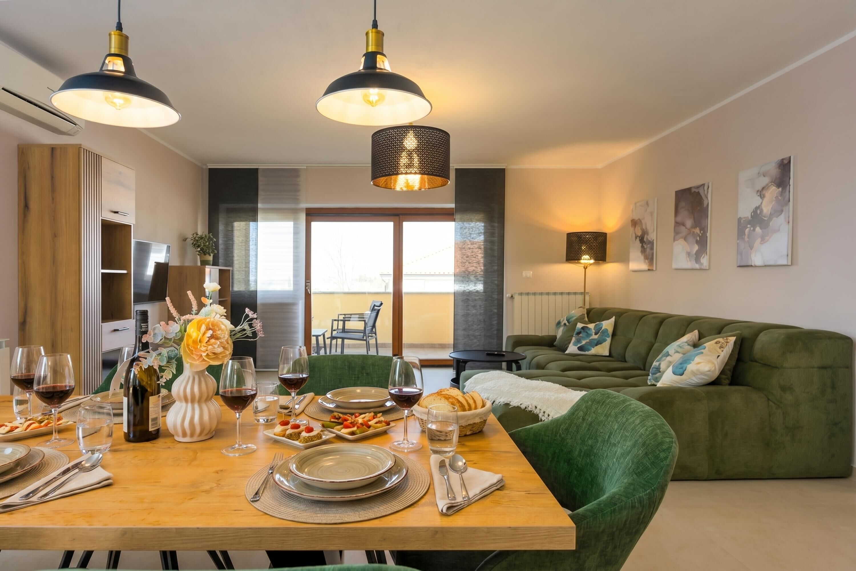 Family Apartment, 2 Bedrooms, Balcony (Double D Modern Family Apartment near) | Living area | Flat-screen TV