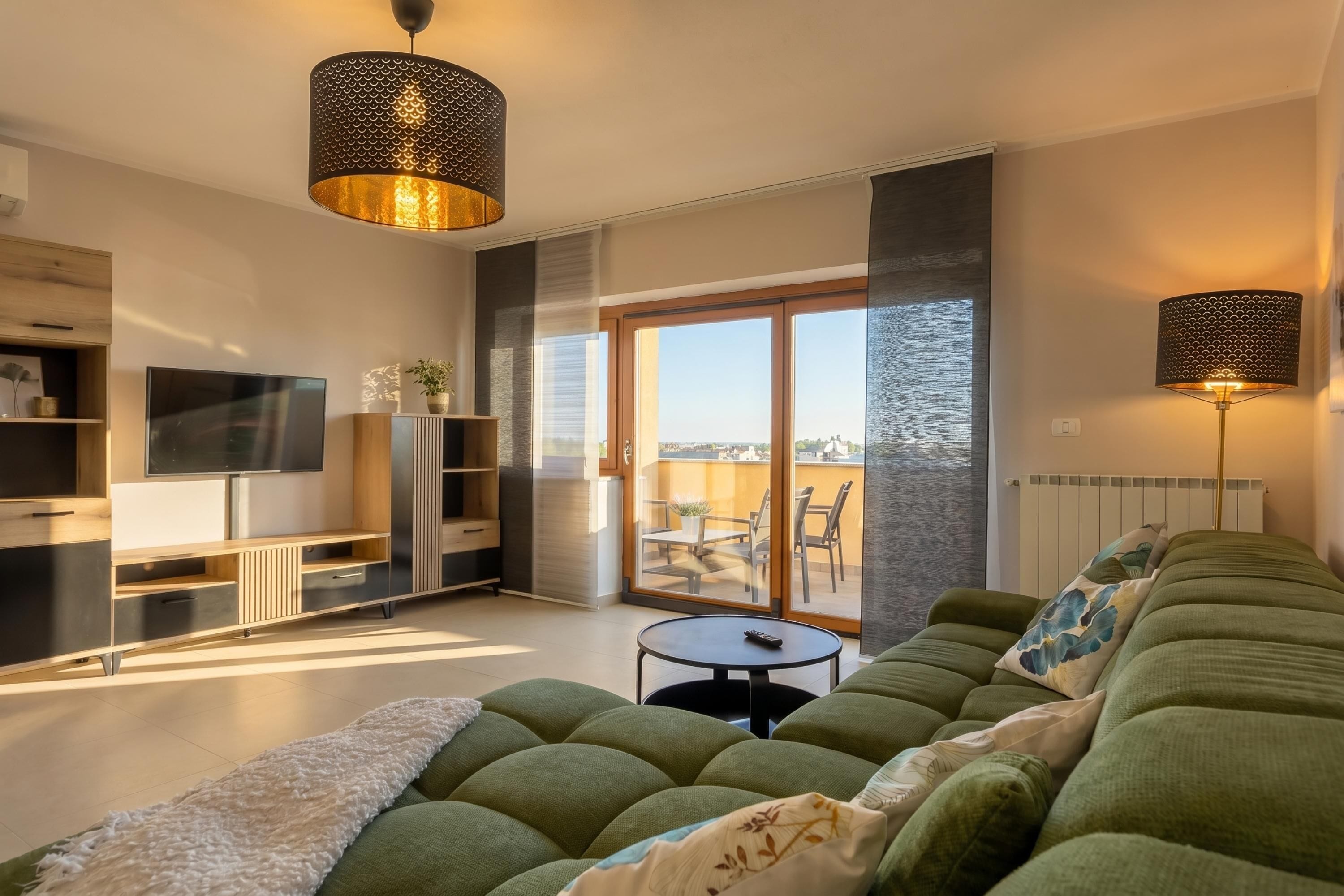 Family Apartment, 2 Bedrooms, Balcony (Double D Modern Family Apartment near) | Living area | Flat-screen TV