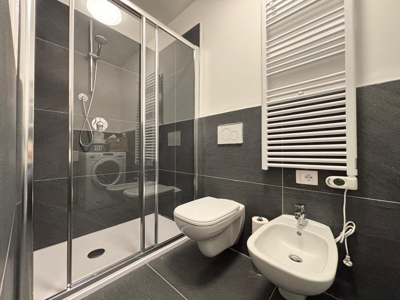 Regadera, secadora de cabello, bidet, toallas 