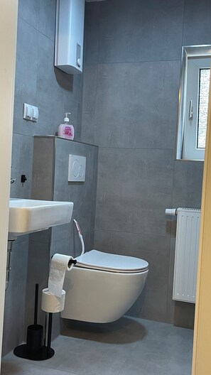 Haartrockner, Handtücher, Seife, Toilettenpapier