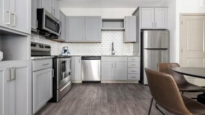 Fridge, dining tables