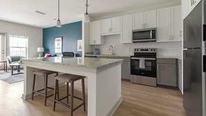 Fridge, dining tables