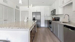 Fridge, dining tables