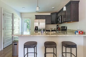 Fridge, dining tables