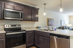 Fridge, dining tables