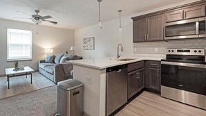 Fridge, dining tables