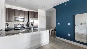 Fridge, dining tables