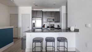 Fridge, dining tables