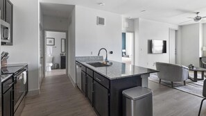 Fridge, dining tables