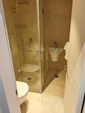 Ducha, toallas, jabón, shampoo
