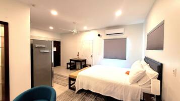 In-room safe, desk, laptop workspace, blackout drapes