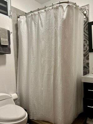 Shower, bidet, towels, soap