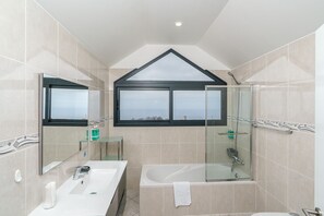 Hair dryer, bidet, towels