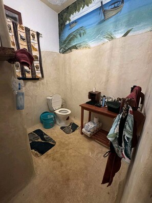 Shower, toilet paper - Kilifi KENYA, guest house, 3 bedrooms. one on the roof with large terrace (Kilifi)