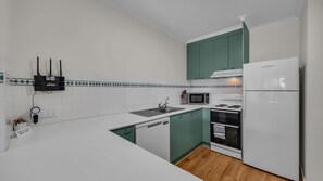 Fridge, microwave, oven, dishwasher