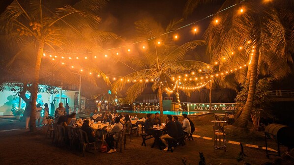 Outdoor banquet area