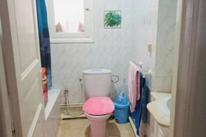 Secadora de cabello, toallas, jabón, papel de baño 